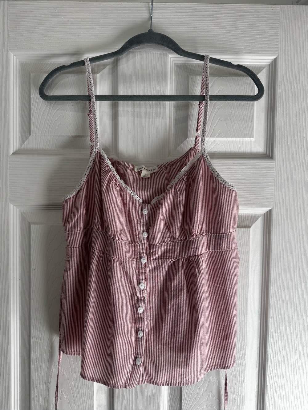 Aeropostale Red Striped Button-Down Cami